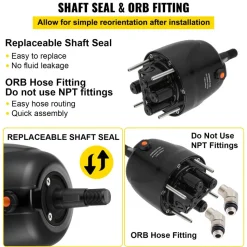 VEVOR Outboard Hydraulic Steering Pump Helm 300 HP Hydraulic Pump HH5271-3 for Cruisers Runabouts Boats