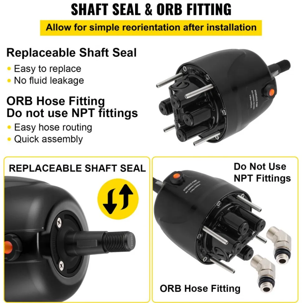 VEVOR Outboard Hydraulic Steering Pump Helm 300 HP Hydraulic Pump HH5271-3 for Cruisers Runabouts Boats