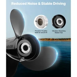 VEVOR Outboard Propeller, Upgrade OEM 15 Spline Tooth Aluminum Outboard Boat Propeller Fit Mercury Engines 40-140 HP, 4-1/4