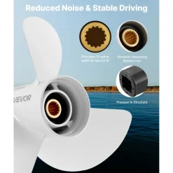 VEVOR Outboard Propeller, Upgrade OEM 15 Spline Tooth Aluminum Outboard Boat Propeller Fit Yamaha Engines 60-130 HP, 4-1/4