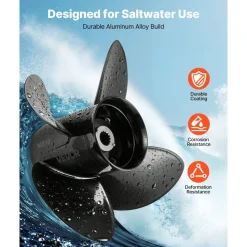 VEVOR Outboard Propeller, Upgrade OEM 15 Spline Tooth Aluminum Outboard Boat Propeller Fit Mercury/Mariner Engines 135-300 HP, 4-3/4" Gearcase, 4-Blade, RH (Right Hand Rotation), OEM No. 48-8M0084495