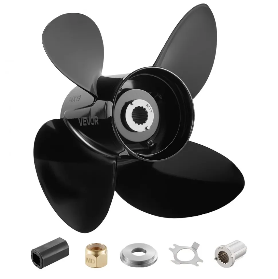 VEVOR Outboard Propeller, Upgrade OEM 15 Spline Tooth Aluminum Outboard Boat Propeller Fit Mercury/Mariner Engines 135-300 HP, 4-3/4" Gearcase, 4-Blade, RH (Right Hand Rotation), OEM No. 48-8M0084495