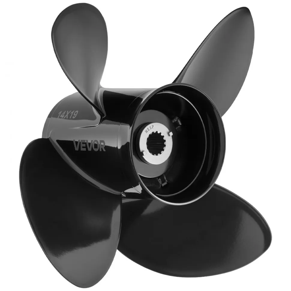 VEVOR Outboard Propeller, Upgrade OEM 15 Spline Tooth Aluminum Outboard Boat Propeller Fit Mercury/Mariner Engines 135-300 HP, 4-3/4" Gearcase, 4-Blade, RH (Right Hand Rotation), OEM No. 48-8M0084495