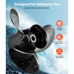 VEVOR Outboard Propeller, Upgrade OEM 15 Spline Tooth Aluminum Outboard Boat Propeller Fit Mercury/Mariner Engines 135-300 HP, 4-3/4