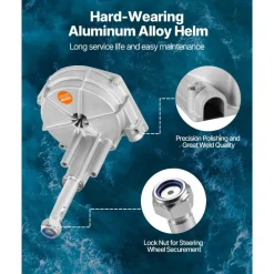VEVOR Outboard Steering System 12' Steering Cable Marine Steering System 3/4'' Steering Shaft with 13.5 Inch Wheel Flat Interface Marine Steering Kit for Yachts and Waterborne Vehicles, Black