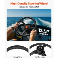 VEVOR Outboard Steering System 14' Outboard Steering Kit 14 Feet Boat Steering Cable with 13