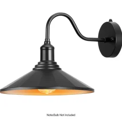 VEVOR Outdoor Barn Light, 11.5 in Diameter, 2-Pack Farmhouse Gooseneck Light Fixture, Dusk to Dawn Exterior Wall Sconce, with Anti-Rust, E26 Bulb Compatible for Porch, House, Entryway, Garage, Black