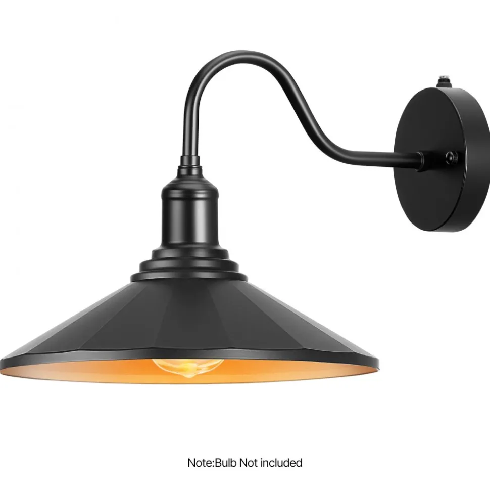 VEVOR Outdoor Barn Light, 11.5 in Diameter, 2-Pack Farmhouse Gooseneck Light Fixture, Dusk to Dawn Exterior Wall Sconce, with Anti-Rust, E26 Bulb Compatible for Porch, House, Entryway, Garage, Black