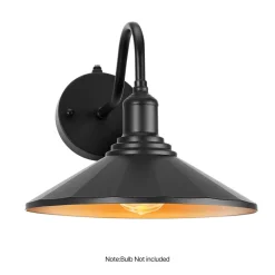 VEVOR Outdoor Barn Light, 11.5 in Diameter, 2-Pack Farmhouse Gooseneck Light Fixture, Dusk to Dawn Exterior Wall Sconce, with Anti-Rust, E26 Bulb Compatible for Porch, House, Entryway, Garage, Black
