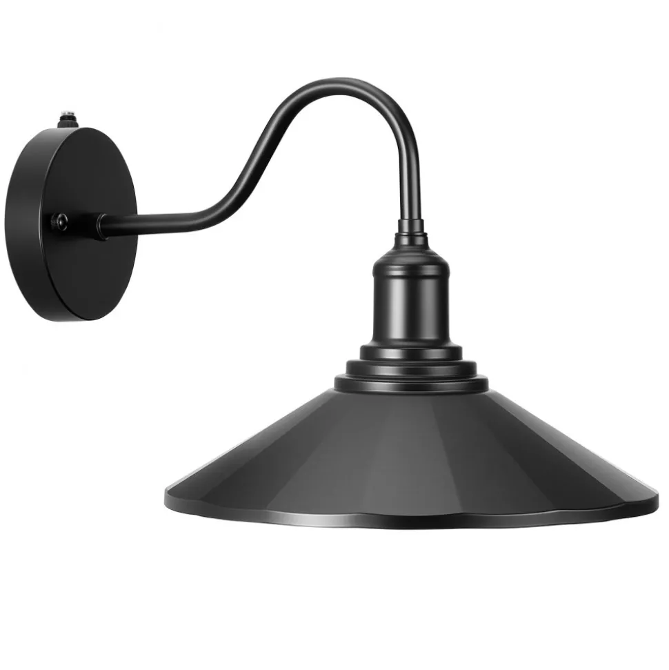 VEVOR Outdoor Barn Light, 11.5 in Diameter, 2-Pack Farmhouse Gooseneck Light Fixture, Dusk to Dawn Exterior Wall Sconce, with Anti-Rust, E26 Bulb Compatible for Porch, House, Entryway, Garage, Black