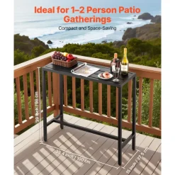 VEVOR Outdoor Bar Table, 39.4 x 15 in Patio Bar Table, Waterproof Top & Sturdy Metal Frame, Rectangle Counter Height Dining Tables, Outdoor Furniture for Balcony, Yard, Hot Tub, Poolside, Indoor
