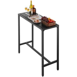 VEVOR Outdoor Bar Table, 39.4 x 15 in Patio Bar Table, Waterproof Top & Sturdy Metal Frame, Rectangle Counter Height Dining Tables, Outdoor Furniture for Balcony, Yard, Hot Tub, Poolside, Indoor