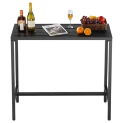 VEVOR Outdoor Bar Table, 39.4 x 15 in Patio Bar Table, Waterproof Top & Sturdy Metal Frame, Rectangle Counter Height Dining Tables, Outdoor Furniture for Balcony, Yard, Hot Tub, Poolside, Indoor