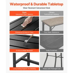 VEVOR Outdoor Bar Table, 39.4 x 15 in Patio Bar Table, Waterproof Top & Sturdy Metal Frame, Rectangle Counter Height Dining Tables, Outdoor Furniture for Balcony, Yard, Hot Tub, Poolside, Indoor