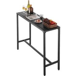 VEVOR Outdoor Bar Table, 47 x 15 in Patio Bar Table, Waterproof Top & Sturdy Metal Frame, Rectangle Counter Height Dining Tables, Outdoor Furniture for Balcony, Yard, Hot Tub, Poolside, Indoor