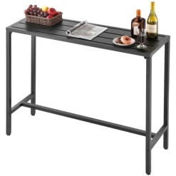 VEVOR Outdoor Bar Table, 47 x 15 in Patio Bar Table, Waterproof Top & Sturdy Metal Frame, Rectangle Counter Height Dining Tables, Outdoor Furniture for Balcony, Yard, Hot Tub, Poolside, Indoor