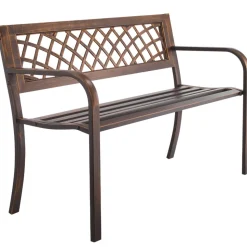 VEVOR Outdoor Bench, 46 inch, Carbon Steel Metal Frame with PVC Mesh Pattern Backrest and Round Edge Armrests, Weatherproof Outside Bench for Patio, Garden, Park, Yard, Front Porch, Antique Bronze