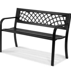 VEVOR Outdoor Bench,46 inches Metal Garden Bench for Outdoors, 480 lbs Load Capacity Bench, Outdoor Garden Park Bench with Backrest and Armrests, Patio Bench for Garden, Park, Yard, Front Porch