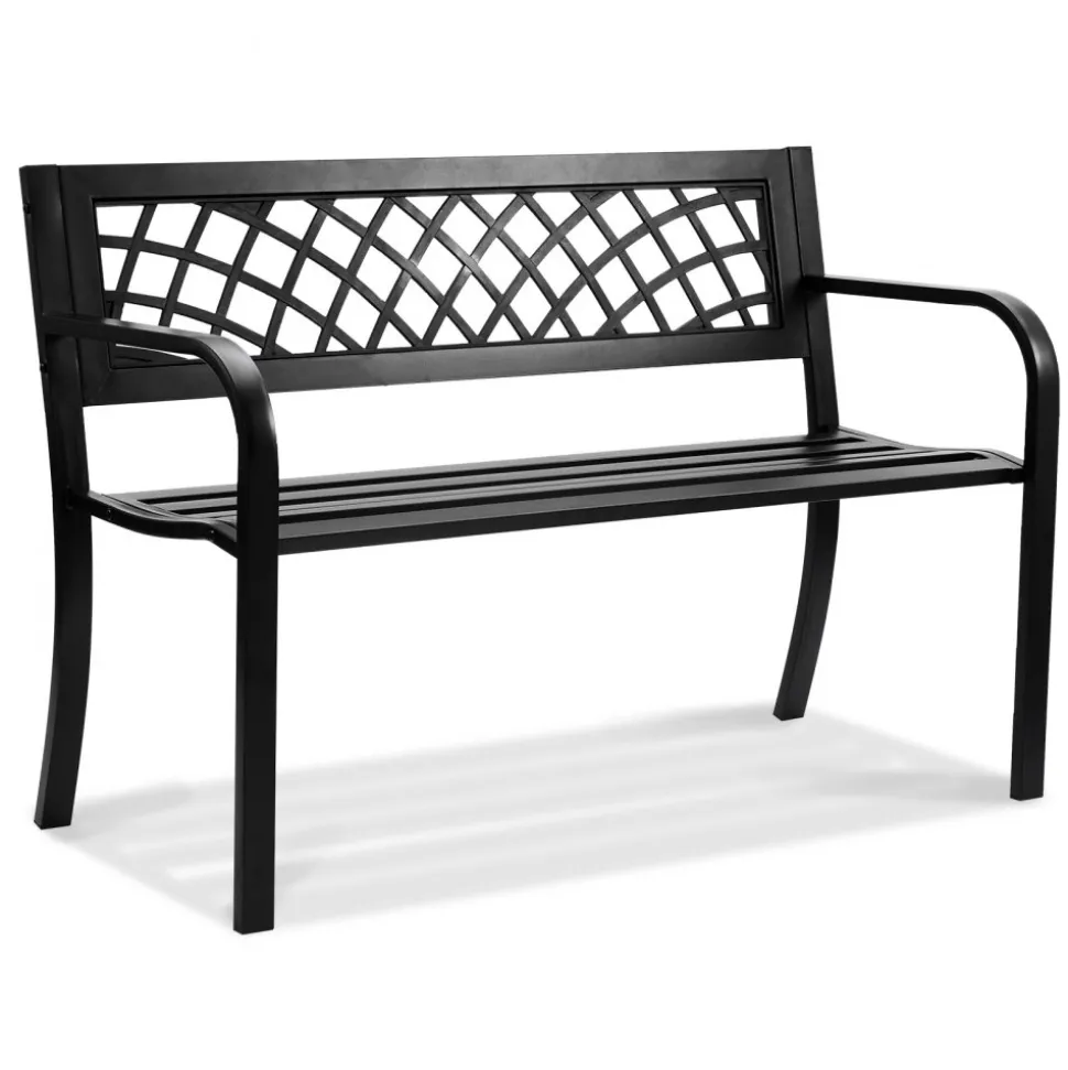 VEVOR Outdoor Bench,46 inches Metal Garden Bench for Outdoors, 480 lbs Load Capacity Bench, Outdoor Garden Park Bench with Backrest and Armrests, Patio Bench for Garden, Park, Yard, Front Porch