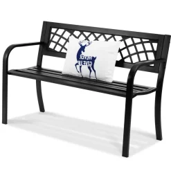 VEVOR Outdoor Bench,46 inches Metal Garden Bench for Outdoors, 480 lbs Load Capacity Bench, Outdoor Garden Park Bench with Backrest and Armrests, Patio Bench for Garden, Park, Yard, Front Porch