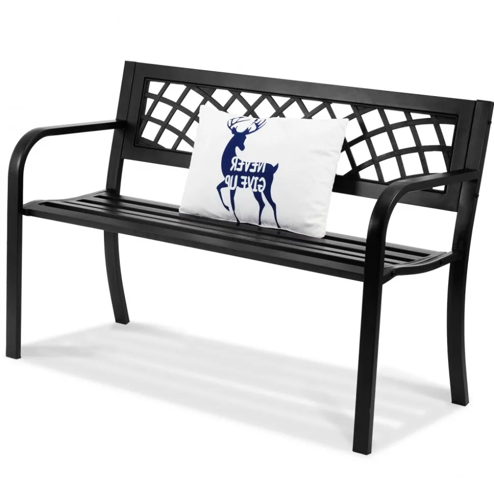VEVOR Outdoor Bench,46 inches Metal Garden Bench for Outdoors, 480 lbs Load Capacity Bench, Outdoor Garden Park Bench with Backrest and Armrests, Patio Bench for Garden, Park, Yard, Front Porch