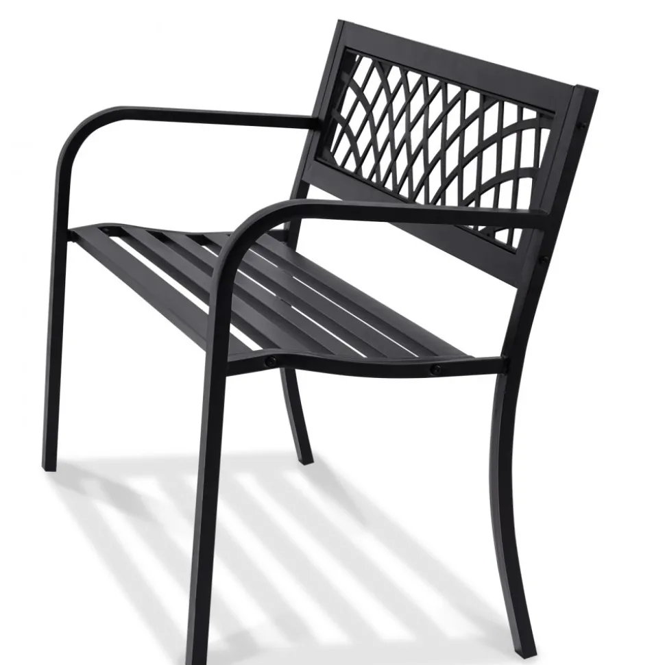 VEVOR Outdoor Bench,46 inches Metal Garden Bench for Outdoors, 480 lbs Load Capacity Bench, Outdoor Garden Park Bench with Backrest and Armrests, Patio Bench for Garden, Park, Yard, Front Porch