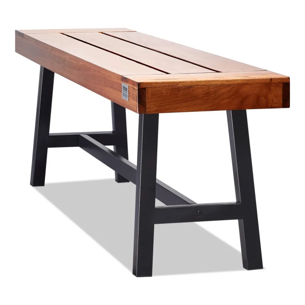 VEVOR Outdoor Bench, 63 inches Wood Garden Bench with Metal Leg for Outdoors, Outdoor Garden Park Bench, 500 lbs Load Capacity Bench, Dining Bench Patio Bench for Garden, Park, Yard, Front Porch