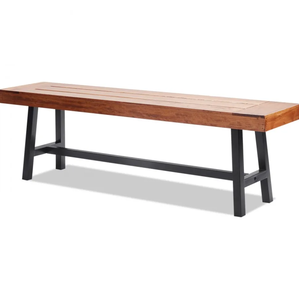 VEVOR Outdoor Bench, 63 inches Wood Garden Bench with Metal Leg for Outdoors, Outdoor Garden Park Bench, 500 lbs Load Capacity Bench, Dining Bench Patio Bench for Garden, Park, Yard, Front Porch