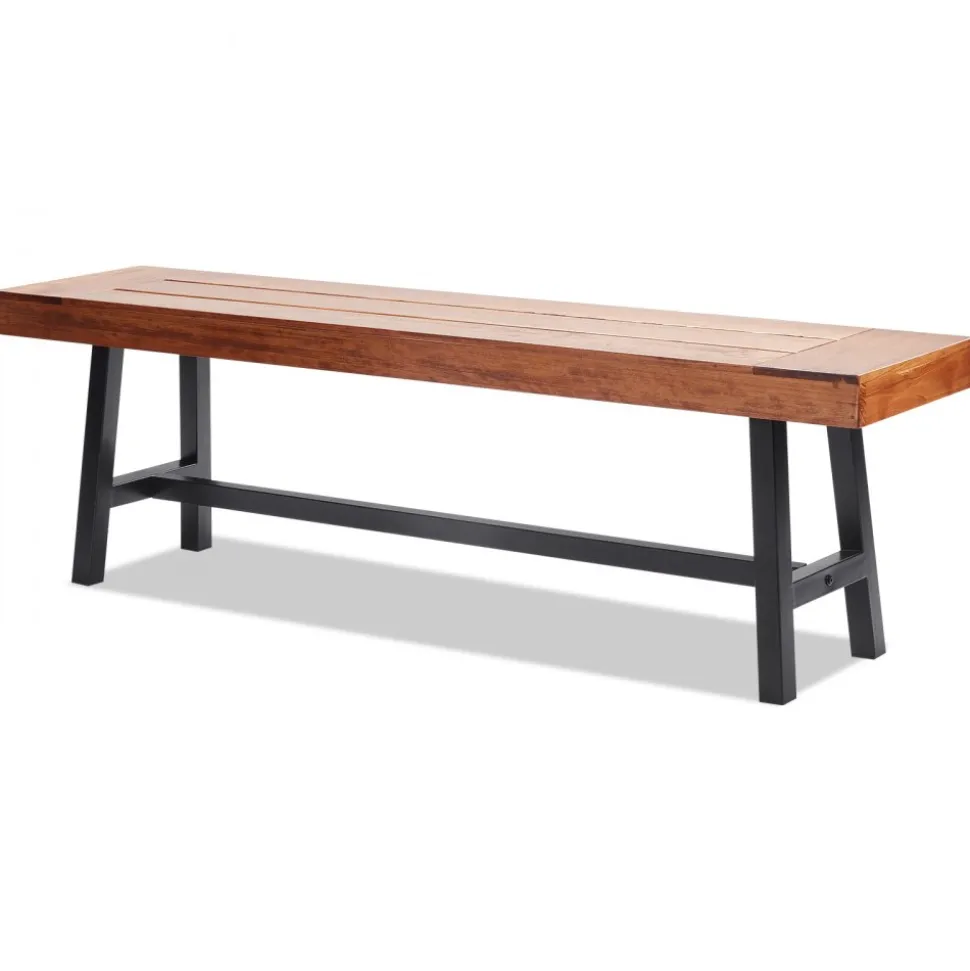 VEVOR Outdoor Bench, 63 inches Wood Garden Bench with Metal Leg for Outdoors, Outdoor Garden Park Bench, 500 lbs Load Capacity Bench, Dining Bench Patio Bench for Garden, Park, Yard, Front Porch