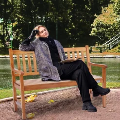 VEVOR Outdoor Bench, 50 inches Wood Garden Bench for Outdoors, Outdoor Garden Park Bench with Backrest and Armrests, 800 lbs Load Capacity Bench, Patio Bench for Garden, Park, Yard, Front Porch