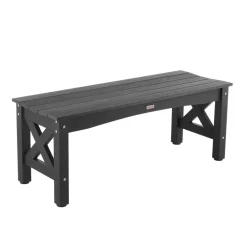 VEVOR Outdoor Bench, 44.5 inch, 600 lbs Weight Capacity, Weatherproof Plastic Frame with Adjustable Level Footpads and Thick Leg, Outside Bench for Patio, Garden, Park, Yard, Front Porch, Black