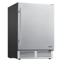 VEVOR Outdoor Beverage Refrigerator, 24 Inch Undercounter Drink Fridge, 304 Stainless Steel Door, 5.0 Cu. Ft, Hold 180 Cans, Powerful Cooling System, Built-in / Freestand Cooler, Home Bar & Patio