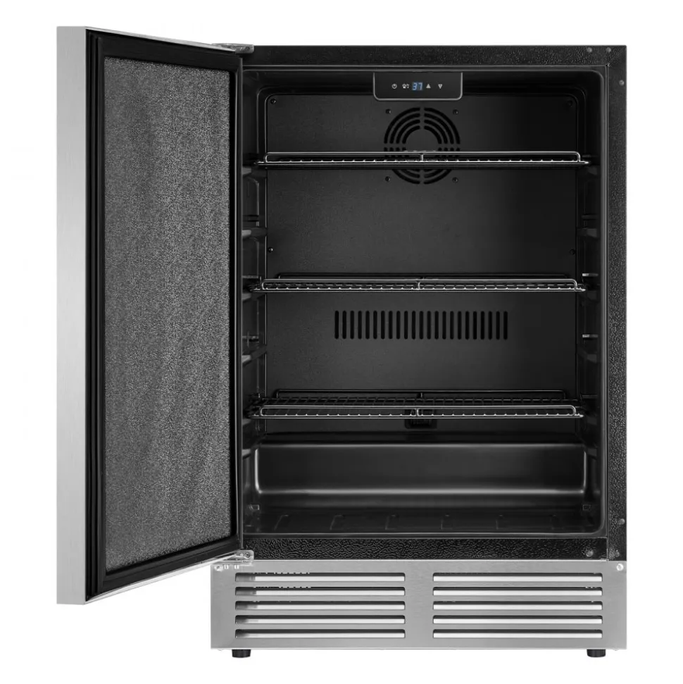 VEVOR Outdoor Beverage Refrigerator, 24 Inch Undercounter Drink Fridge, 304 Stainless Steel Door, 5.0 Cu. Ft, Hold 180 Cans, Powerful Cooling System, Built-in / Freestand Cooler, Home Bar & Patio