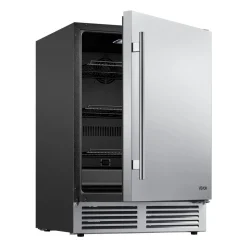 VEVOR Outdoor Beverage Refrigerator, 24 Inch Undercounter Drink Fridge, 304 Stainless Steel Door, 5.0 Cu. Ft, Hold 180 Cans, Powerful Cooling System, Built-in / Freestand Cooler, Home Bar & Patio