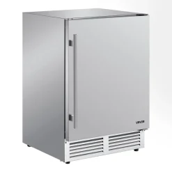 VEVOR Outdoor Beverage Refrigerator, 24 Inch Undercounter Drink Fridge, 304 Stainless Steel Body, 5.0 Cu. Ft, Hold 180 Cans, Powerful Cooling System, Built-in / Freestand Cooler, Home Bar & Patio