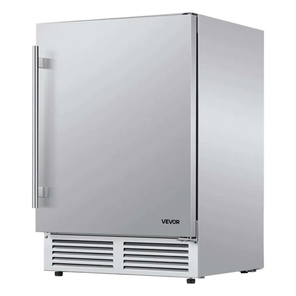 VEVOR Outdoor Beverage Refrigerator, 24 Inch Undercounter Drink Fridge, 304 Stainless Steel Body, 5.0 Cu. Ft, Hold 180 Cans, Powerful Cooling System, Built-in / Freestand Cooler, Home Bar & Patio