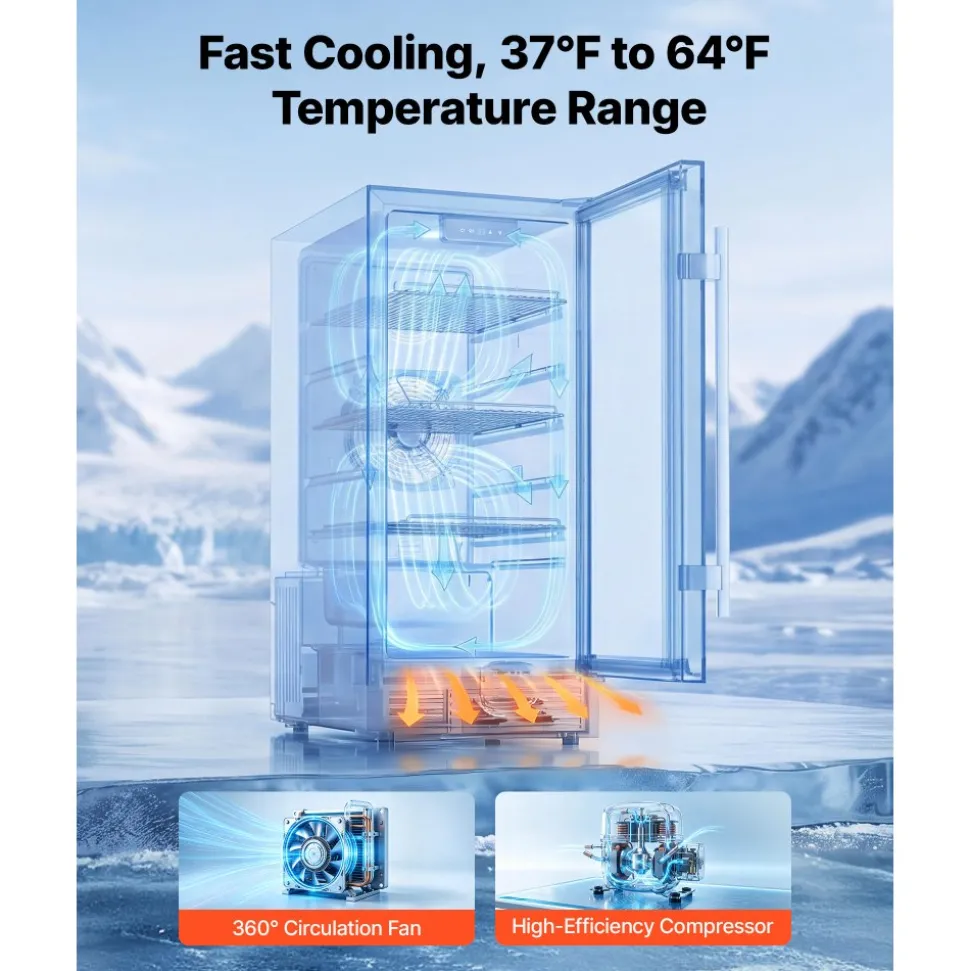 VEVOR Outdoor Beverage Refrigerator, 15 Inch Undercounter Drink Fridge, 304 Stainless Steel Body, 3.0 Cu. Ft, Hold 94 Cans, Powerful Cooling System, Built-in / Freestand Cooler, Home Bar & Patio
