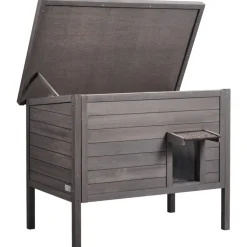 VEVOR Outdoor Cat House Weatherproof, Feral Cat Shelter for Multiple Cats, Outdoor Wooden Cat Rabbit House with All-Round Foam Insulated, Open Roof, PVC Door Flaps, 34