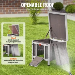 VEVOR Outdoor Cat House Weatherproof, Feral Cat Shelter for Multiple Cats, Outdoor Wooden Cat Rabbit House with PVC Door Flaps and Open Roof, 21