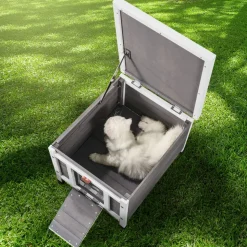 VEVOR Outdoor Cat House Weatherproof, Feral Cat Shelter for Multiple Cats, Outdoor Wooden Cat Rabbit House with PVC Door Flaps and Open Roof, 21