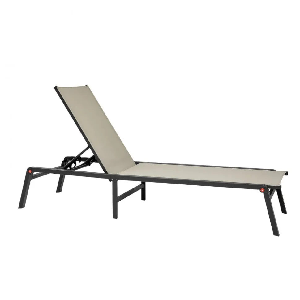 VEVOR Outdoor Chaise Lounge Chair Set of 2, 400 lbs Weight Capacity, Foldable Sun Tanning Chair, 5 Adjustable Positions, Easy Assembly, Aluminum Pool Recliner Lounge Chairs, for Beach Yard Patio