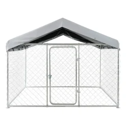 VEVOR Outdoor Dog Kennel, 6.56 x 6.56 x 5.25 ft Large Dog Kennel with Secure Lock, Outside Dogs Enclosures with UV-Resistant & Waterproof Roof Cover, Heavy Duty Pet Crate Cage Run for Large Dogs