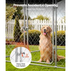 VEVOR Outdoor Dog Kennel, 6.56 x 6.56 x 5.25 ft Large Dog Kennel with Secure Lock, Outside Dogs Enclosures with UV-Resistant & Waterproof Roof Cover, Heavy Duty Pet Crate Cage Run for Large Dogs