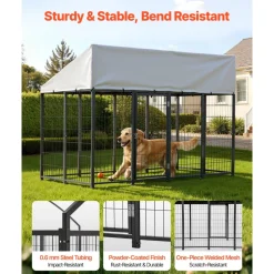 VEVOR Outdoor Dog Kennel, 7.87 x 3.94 x 5.4 ft Large Dog Kennel with Secure Lock, Outside Dogs Enclosures with UV-Resistant & Waterproof Roof Cover, Heavy Duty Pet Crate Cage Run for Large Dogs