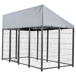 VEVOR Outdoor Dog Kennel, 7.87 x 3.94 x 5.4 ft Large Dog Kennel with Secure Lock, Outside Dogs Enclosures with UV-Resistant & Waterproof Roof Cover, Heavy Duty Pet Crate Cage Run for Large Dogs