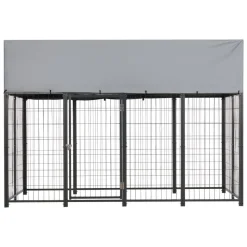 VEVOR Outdoor Dog Kennel, 7.87 x 3.94 x 5.4 ft Large Dog Kennel with Secure Lock, Outside Dogs Enclosures with UV-Resistant & Waterproof Roof Cover, Heavy Duty Pet Crate Cage Run for Large Dogs