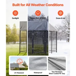 VEVOR Outdoor Dog Kennel, 3.67 x 3.78 x 4.1 ft Large Dog Kennel with Secure Lock, Outside Dogs Enclosures with UV-Resistant & Waterproof Roof Cover, Heavy Duty Pet Crate Cage Run for Large Dogs