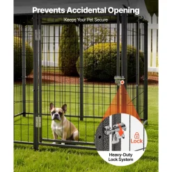 VEVOR Outdoor Dog Kennel, 3.67 x 3.78 x 4.1 ft Large Dog Kennel with Secure Lock, Outside Dogs Enclosures with UV-Resistant & Waterproof Roof Cover, Heavy Duty Pet Crate Cage Run for Large Dogs