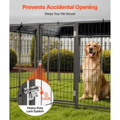 VEVOR Outdoor Dog Kennel, 9.8 x 9.8 x 5.4 ft Large Dog Kennel with Secure Lock, Outside Dogs Enclosures with UV-Resistant & Waterproof Roof Cover, Heavy Duty Pet Crate Cage Run for Large Dogs