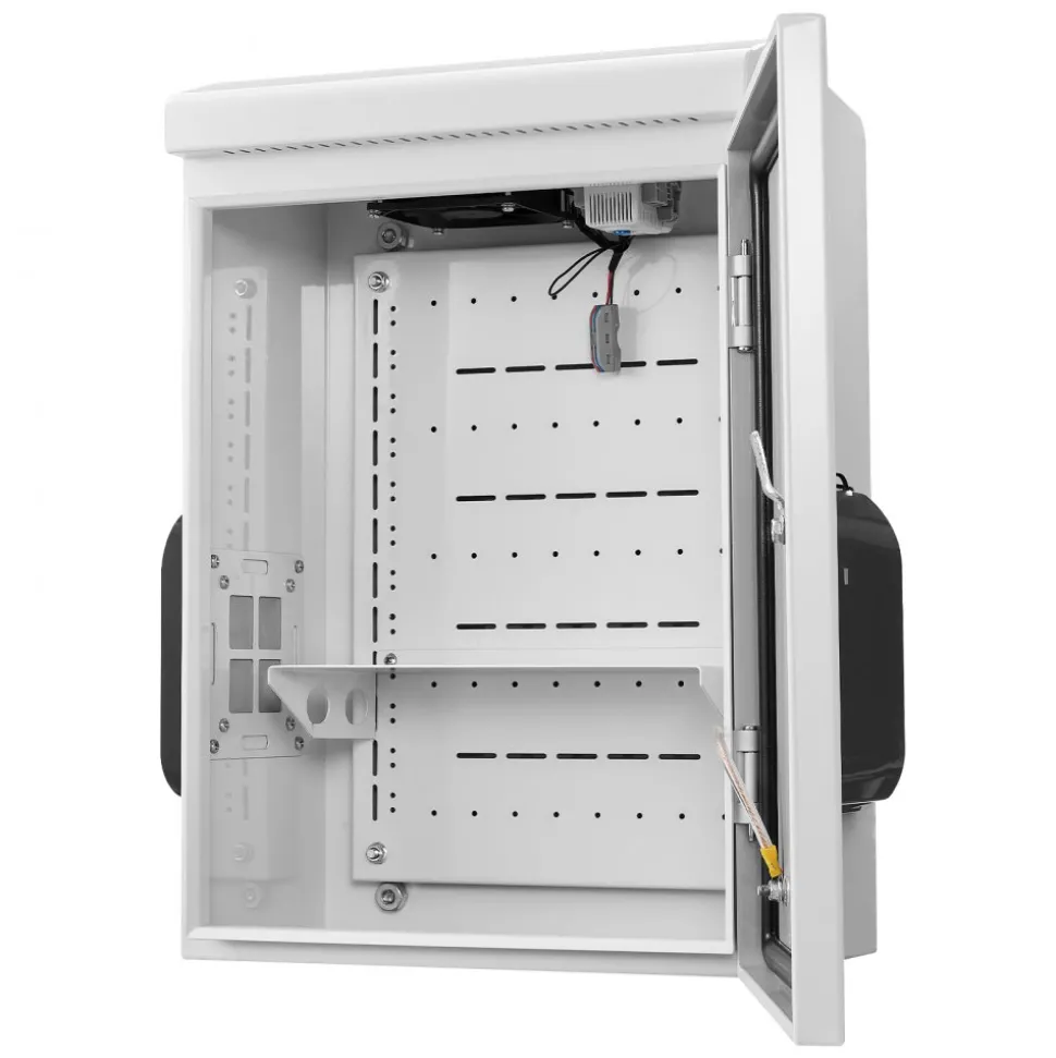 VEVOR Outdoor Electrical Box, Cold-Rolled Steel, Electrical Junction Box with Thermostat and Fan, Rain Hood, Ventilated Design, IP65 Waterproof Hinged Enclosure, Wall/Pole Mounted, 20 x 16 x 8 in
